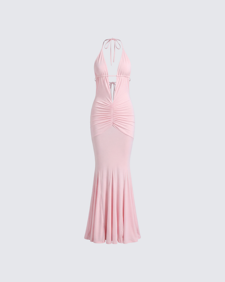 Ravie Pink Halterneck Maxi Dress product front