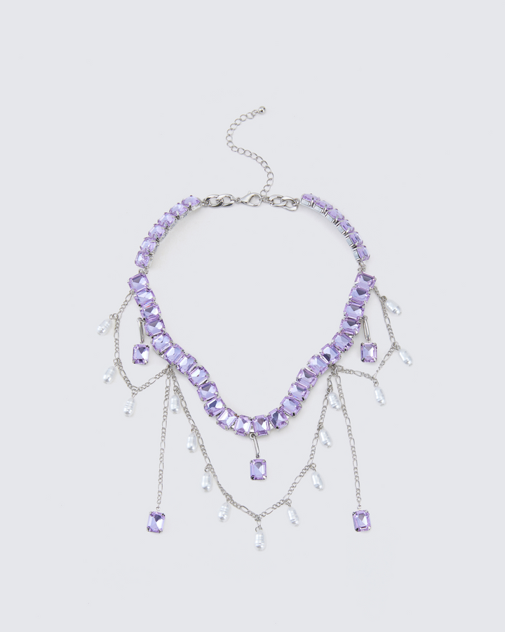 Rhodes Purple Pearl Drop Choker