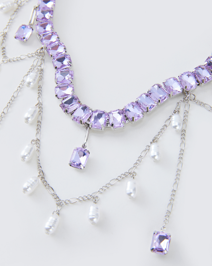 Rhodes Purple Pearl Drop Choker