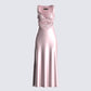 Saba Pink Satin Lace Midi Dress