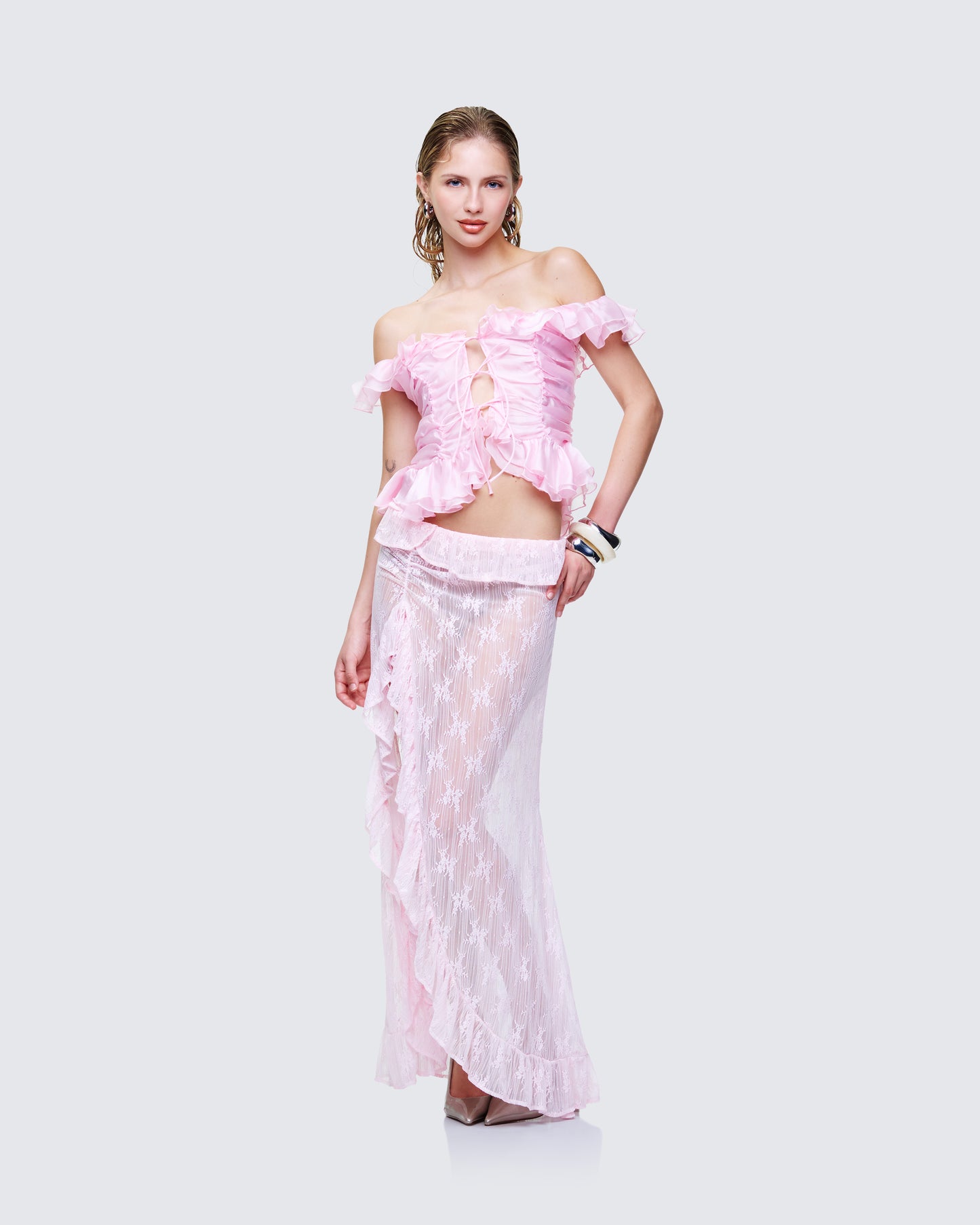 Women's blush matching set alternate angle – FINESSE