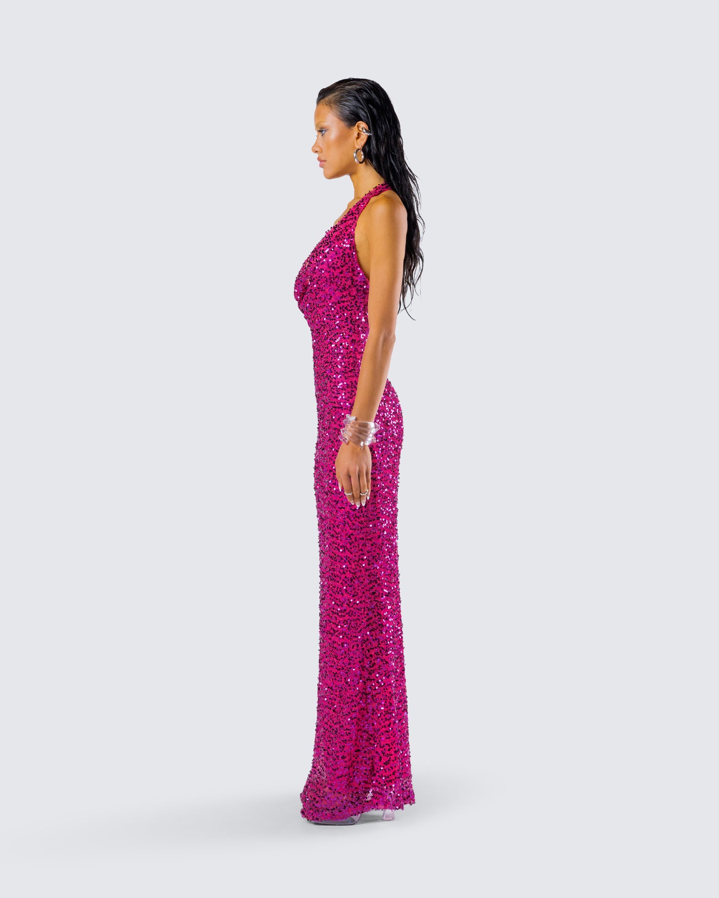 Sabine Purple Sequin Maxi Dress