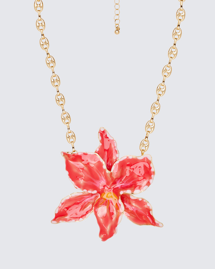 Sabira Red Orchid Necklace