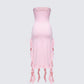Sadira Pink Strapless Ruffle Dress