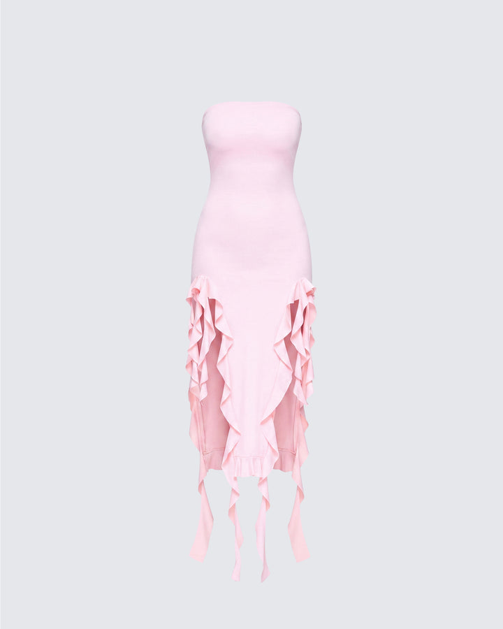 Sadira Pink Strapless Ruffle Dress