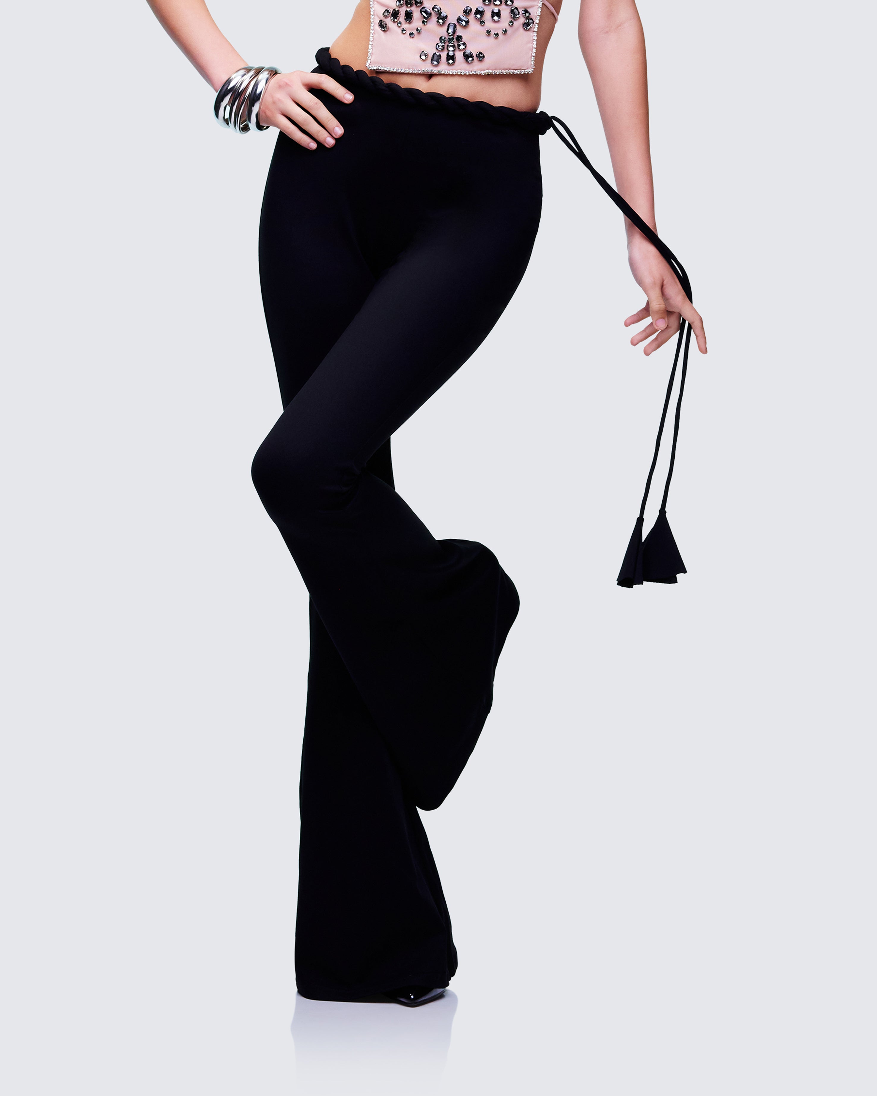 Black Flare Pants - Twist Waist Bell Bottom – FINESSE