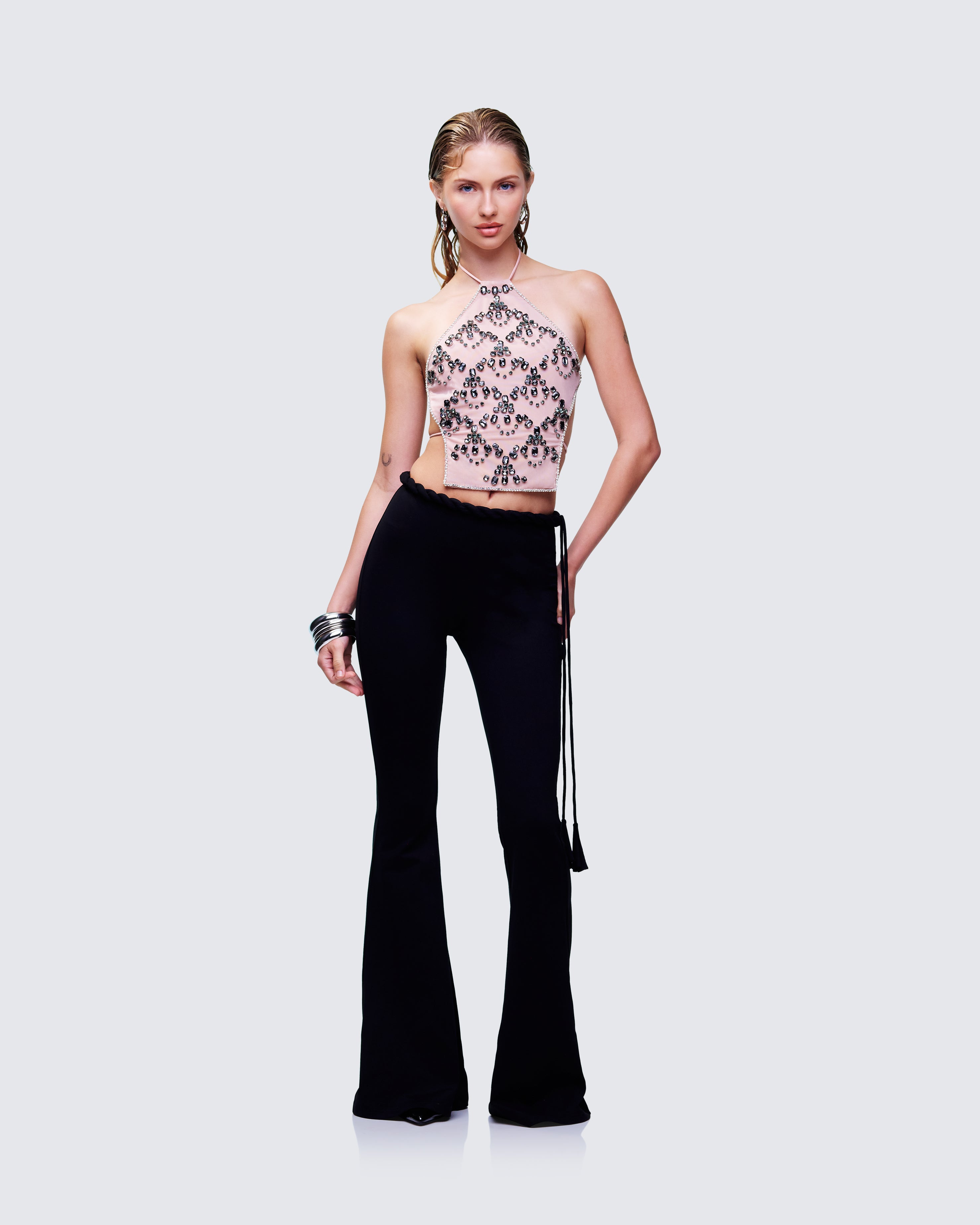 Black Flare Pants - Twist Waist Bell Bottom – FINESSE