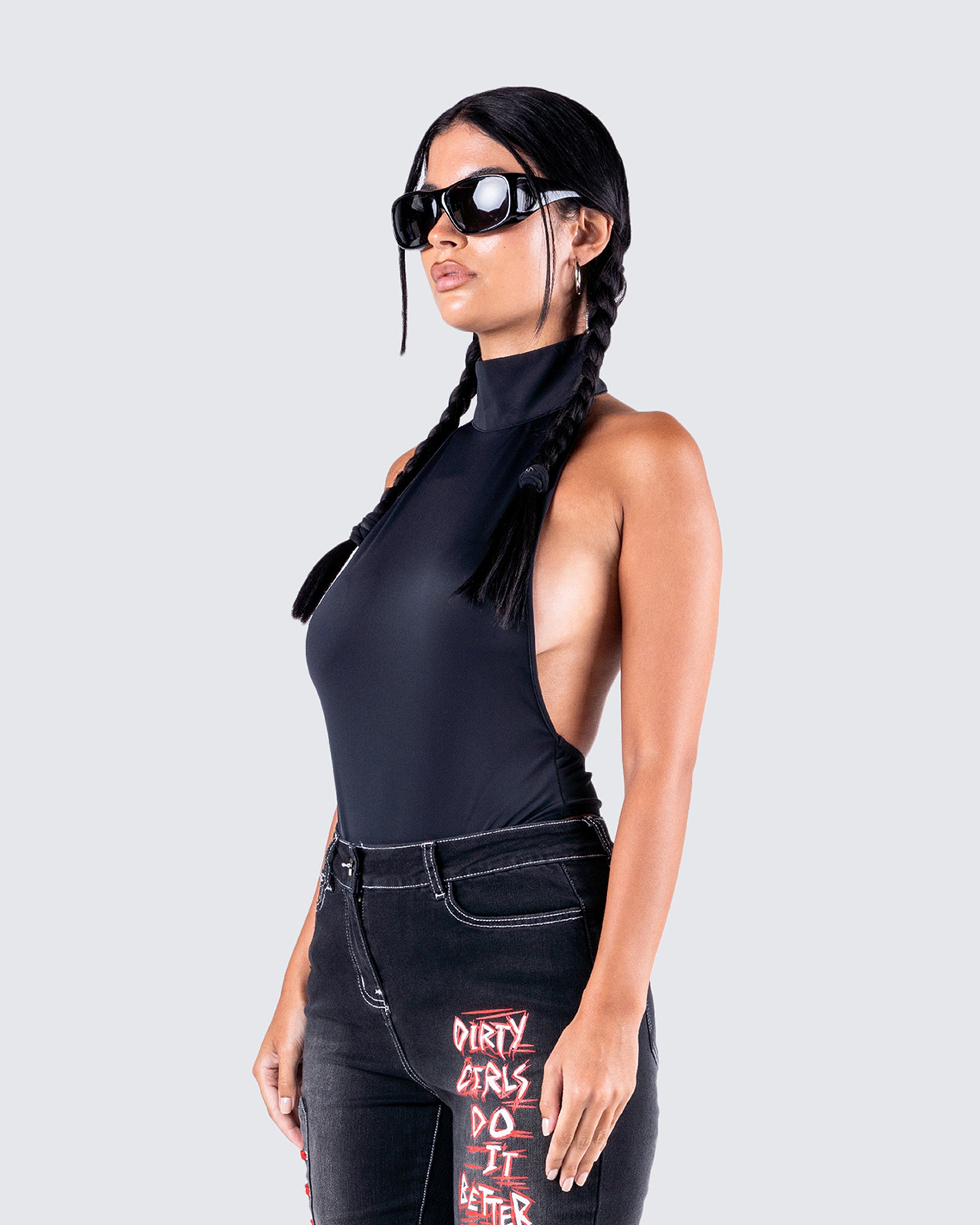 Salem Black Jersey Halter Bodysuit – FINESSE