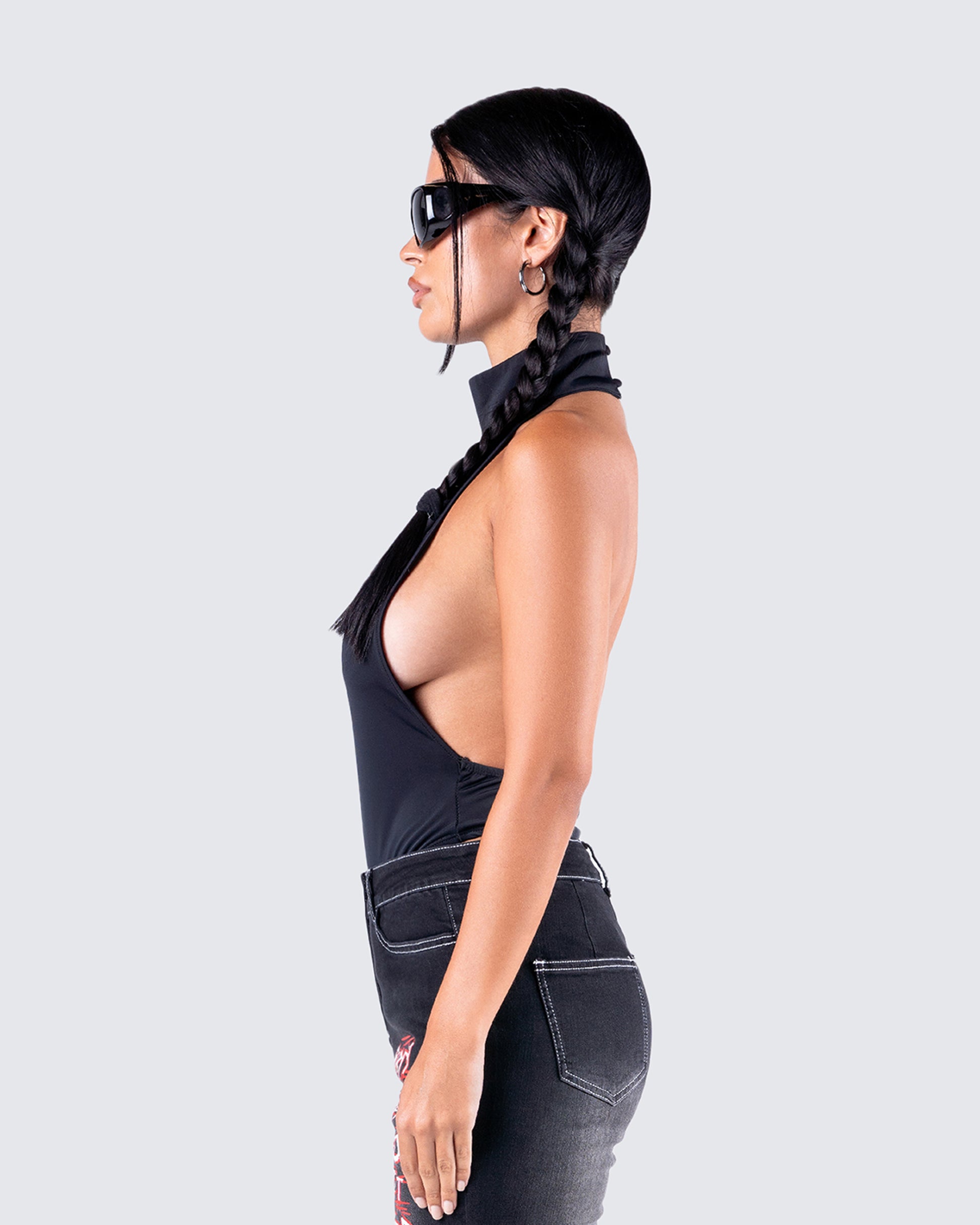 Salem Black Jersey Halter Bodysuit – FINESSE
