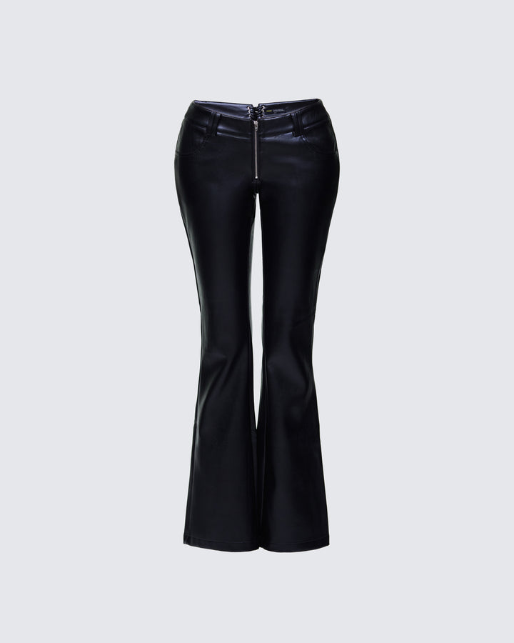 Salma Black Faux Lace Back Pants product front