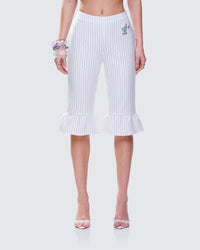 Salome White Stripe Capri Pant