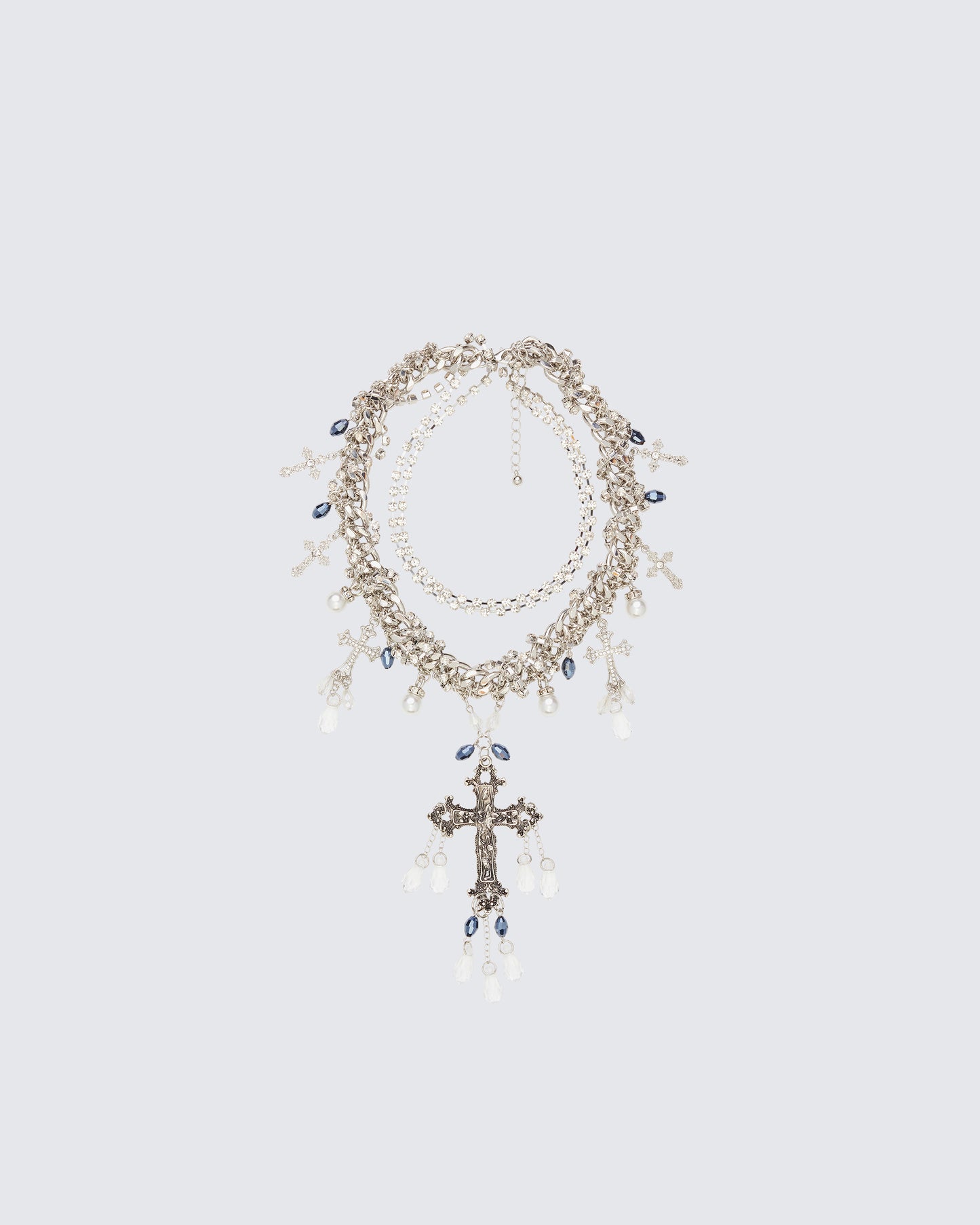 Salwa Silver Multi Crucifix Necklace product front