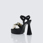 Sam Black Flower Platform Sandal With Scrunchie Strap