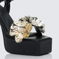 Sam Black Flower Platform Sandal With Scrunchie Strap