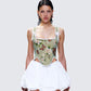Samara Green Floral Jacquard Corset Top