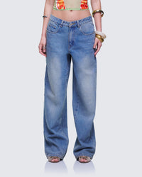 Samia Blue Denim Wide Leg Jeans
