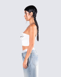 Samia White Graphic Tube Top