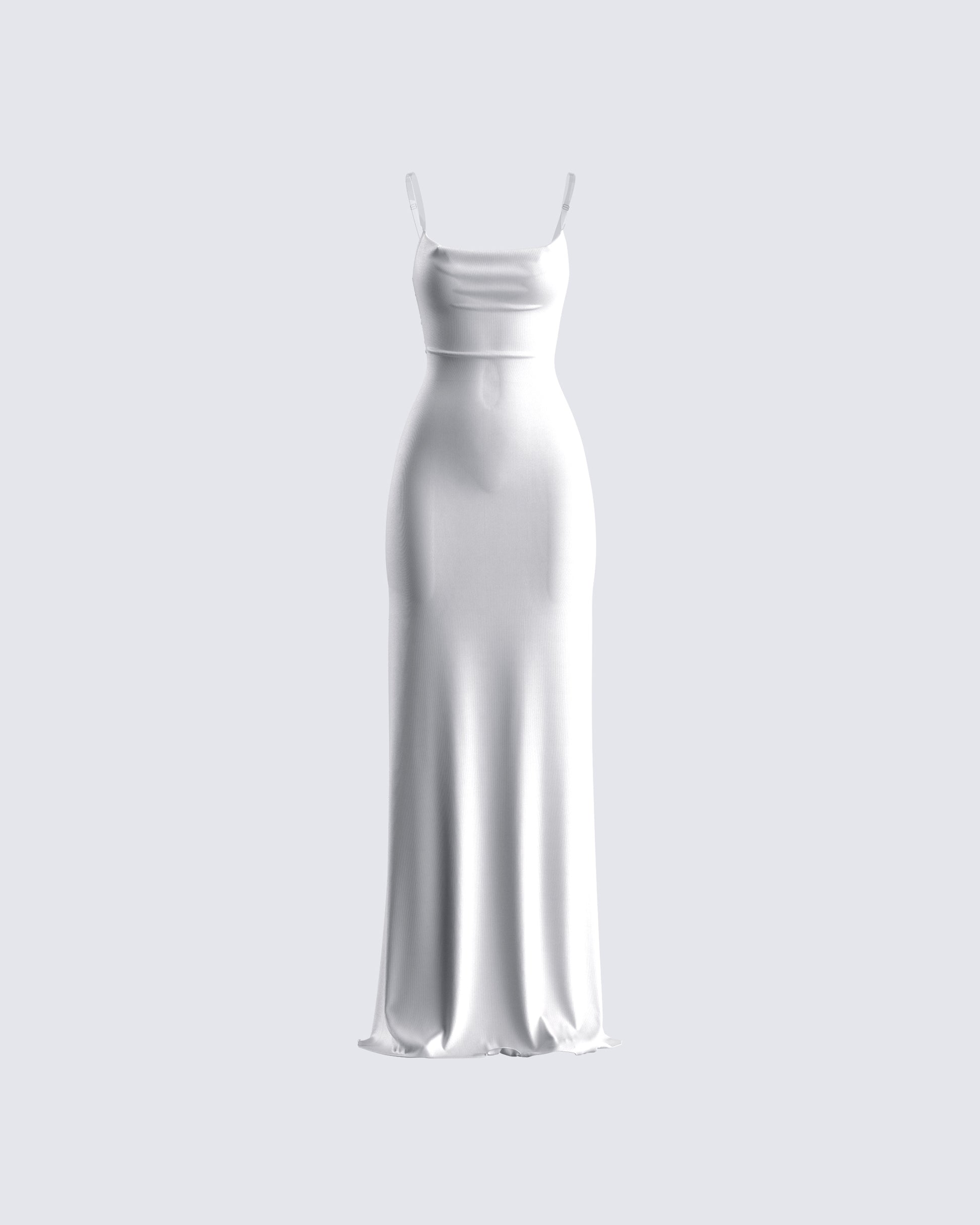 Ivory Satin Cowl Neck Maxi Dress - Formal Slip Dress FINESSE Ivory Satin Cowl Neck Maxi Dress - Formal Slip Dress FINESSE