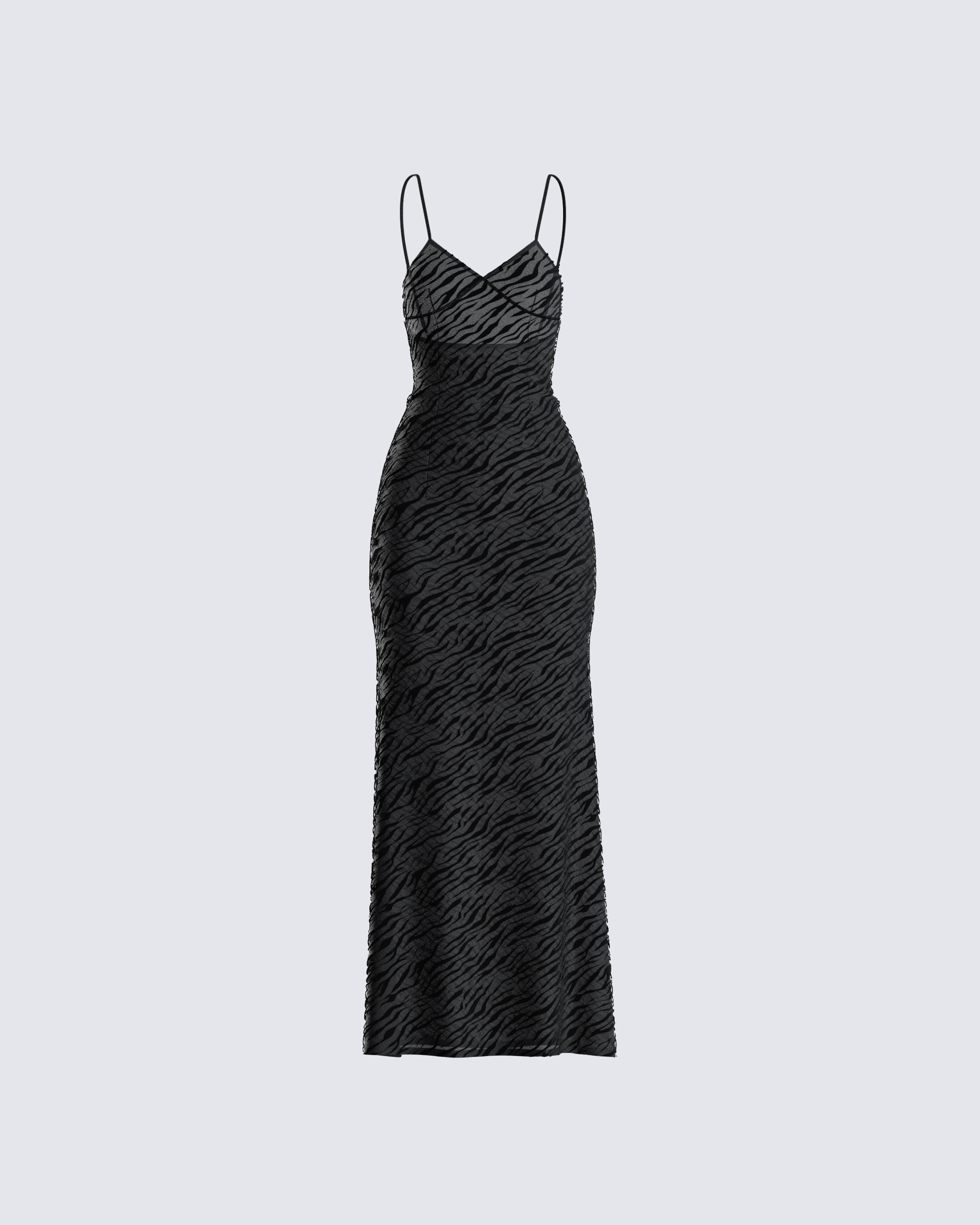 Black Mesh Maxi Dress - Zebra Print Slip Style FINESSE Black Mesh Maxi Dress - Zebra Print Slip Style FINESSE