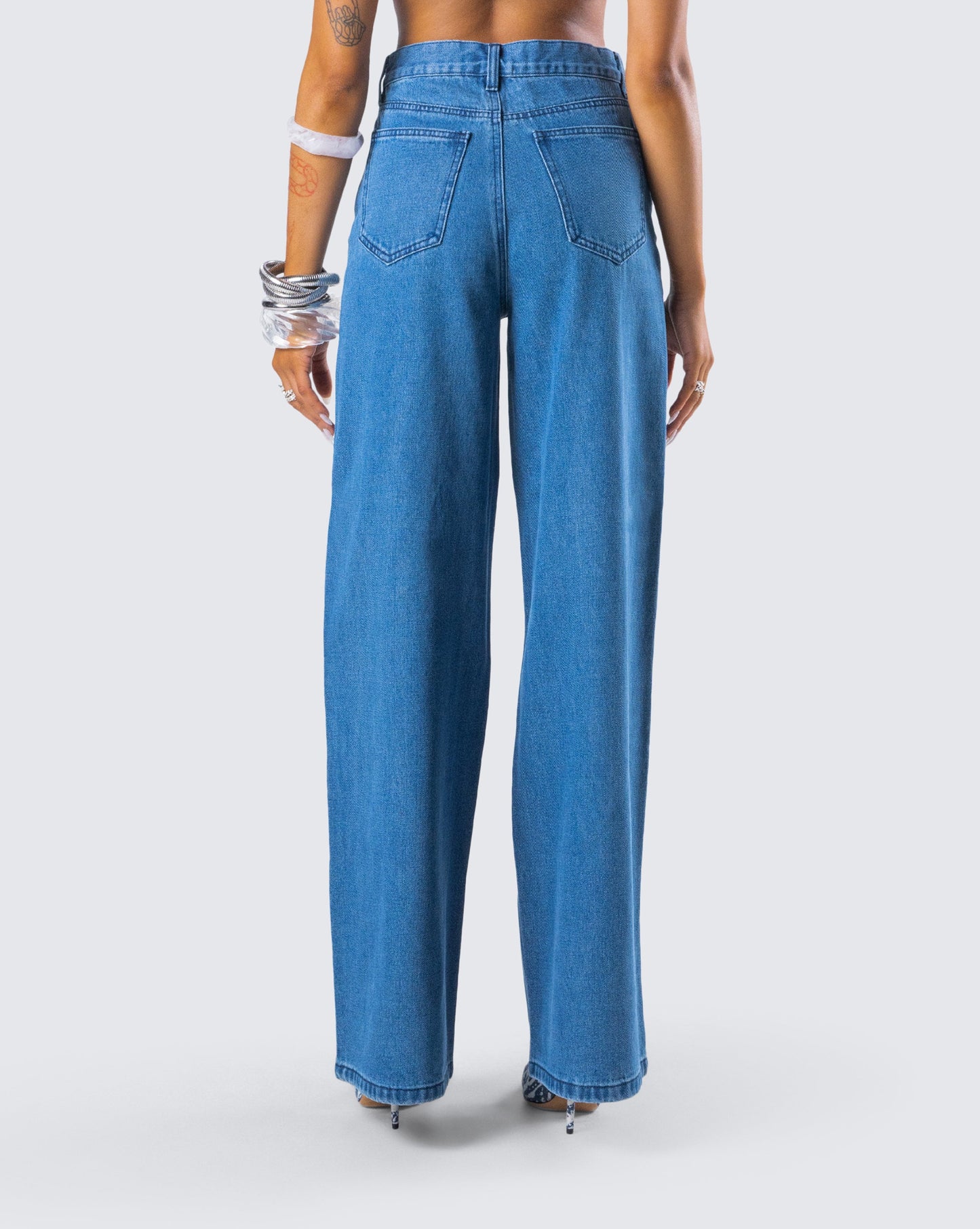 Sara Blue Denim Wide Leg Jean