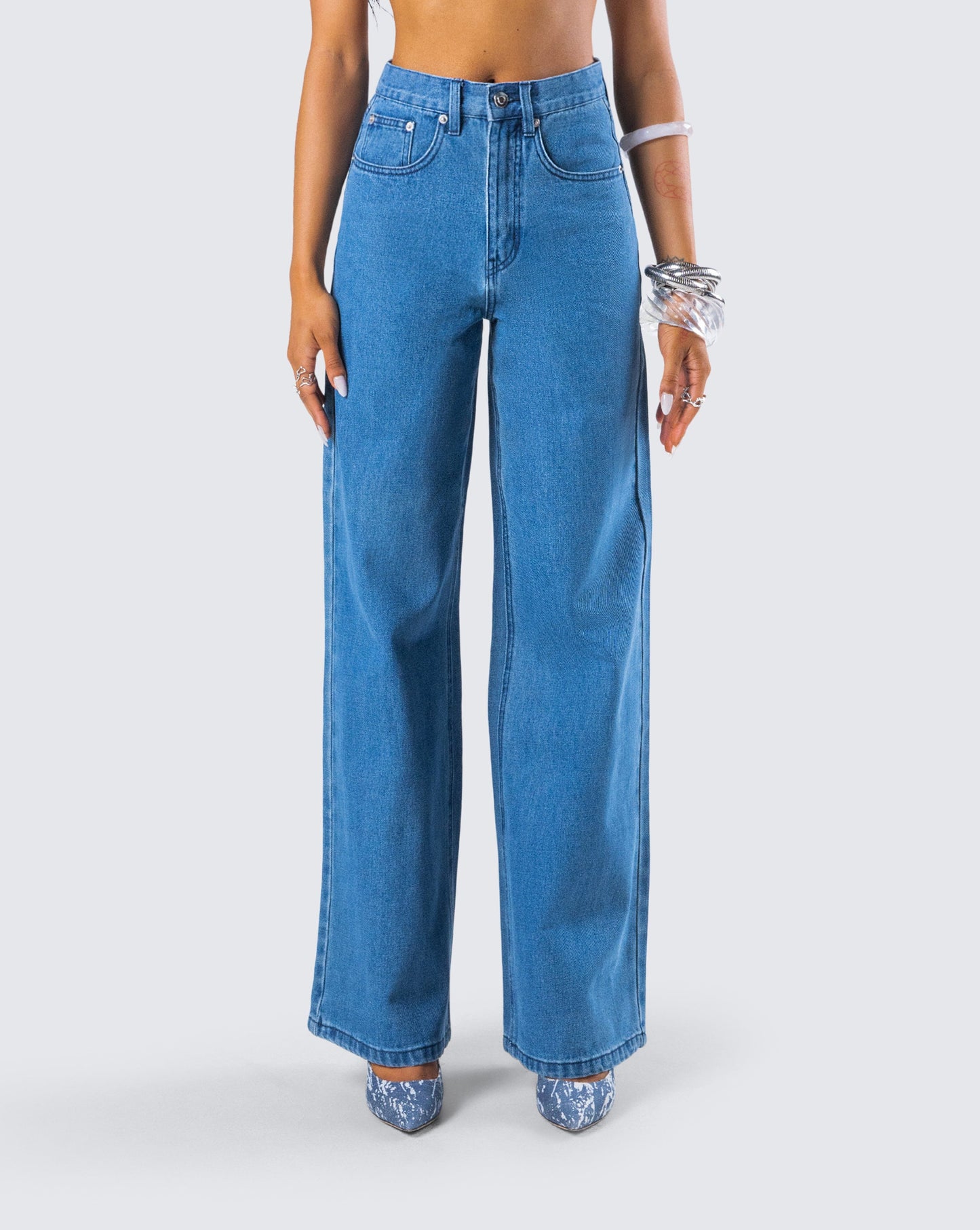 Sara Blue Denim Wide Leg Jean