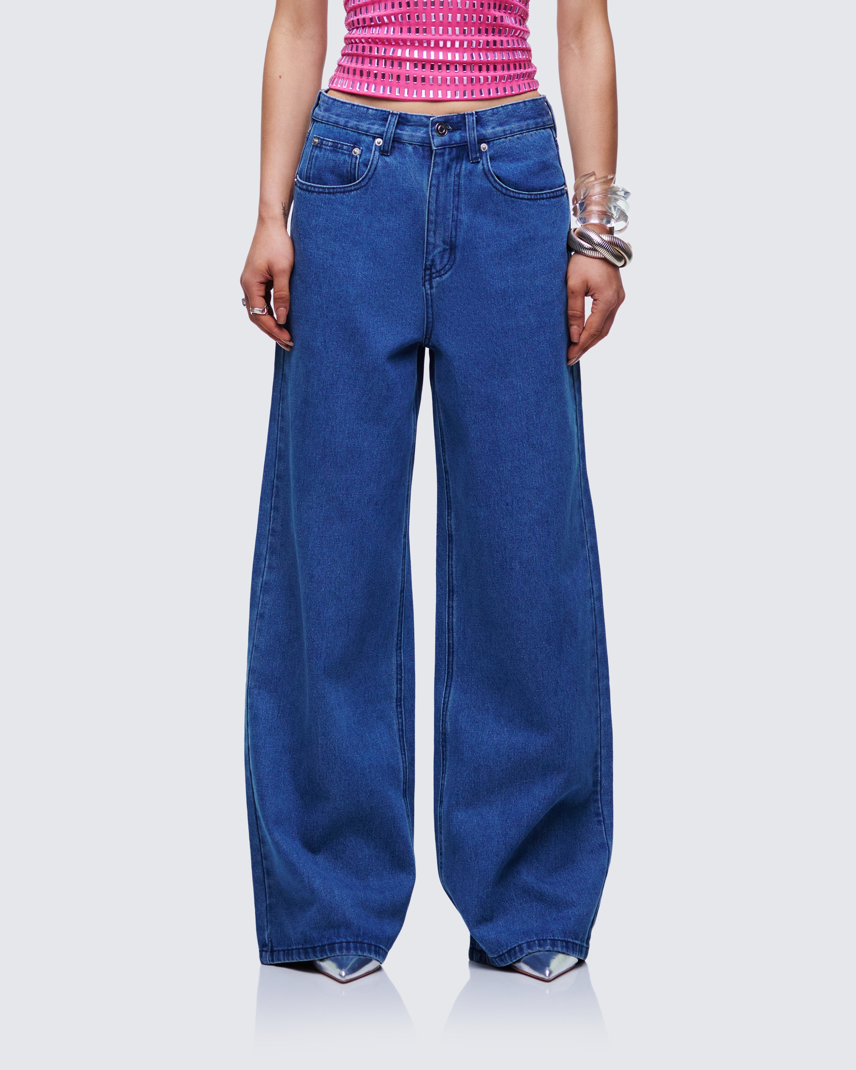 Sara Blue Denim Wide Leg Jean – FINESSE