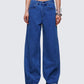 Sara Blue Denim Wide Leg Jean model front