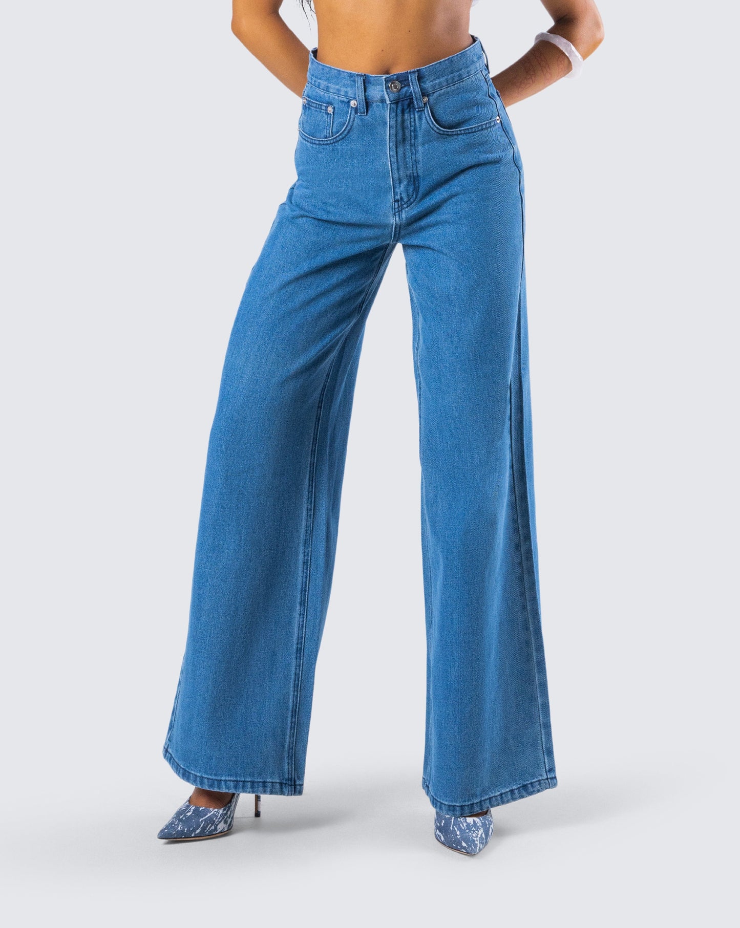 Sara Blue Denim Wide Leg Jean