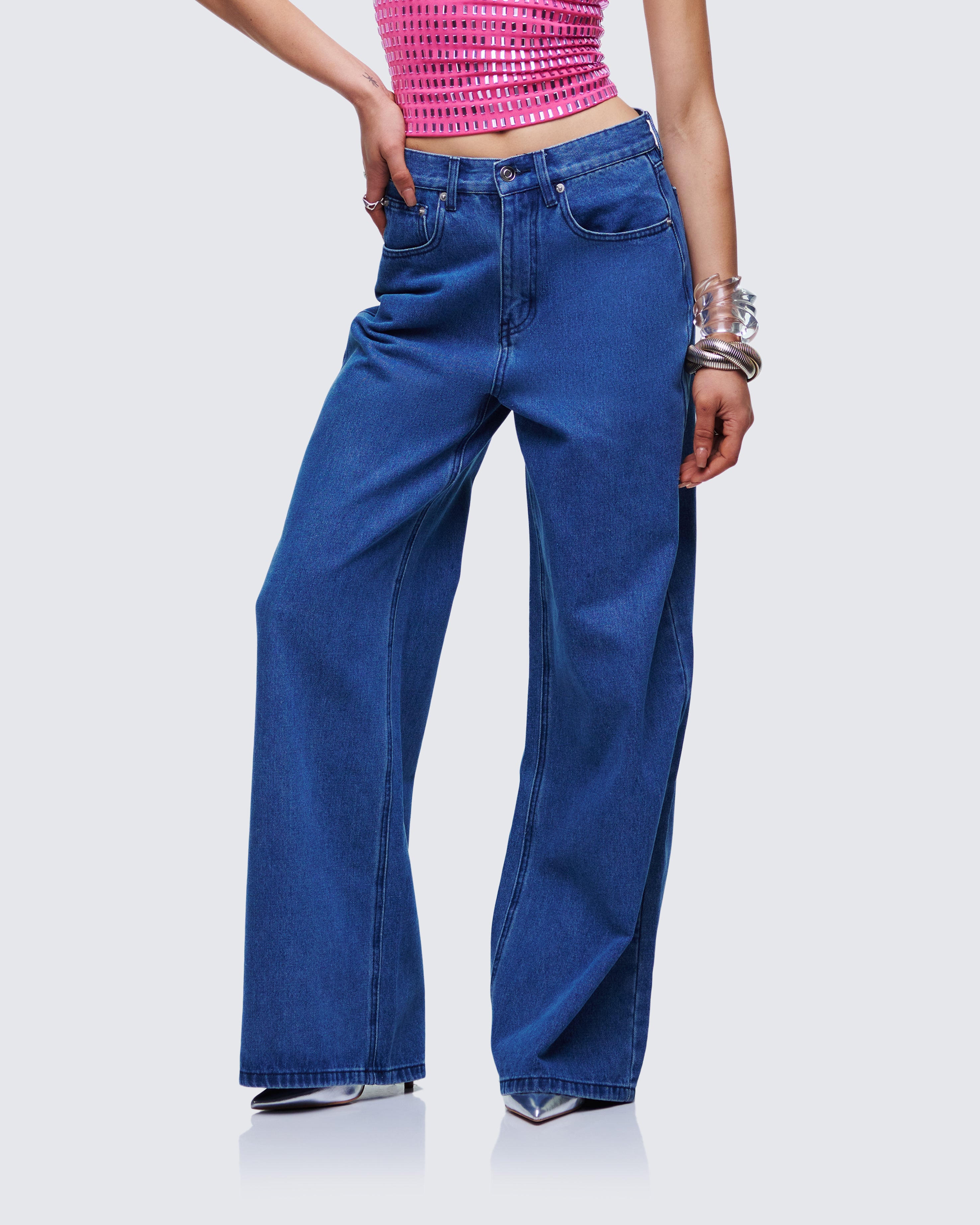 Sara Blue Denim Wide Leg Jean – FINESSE