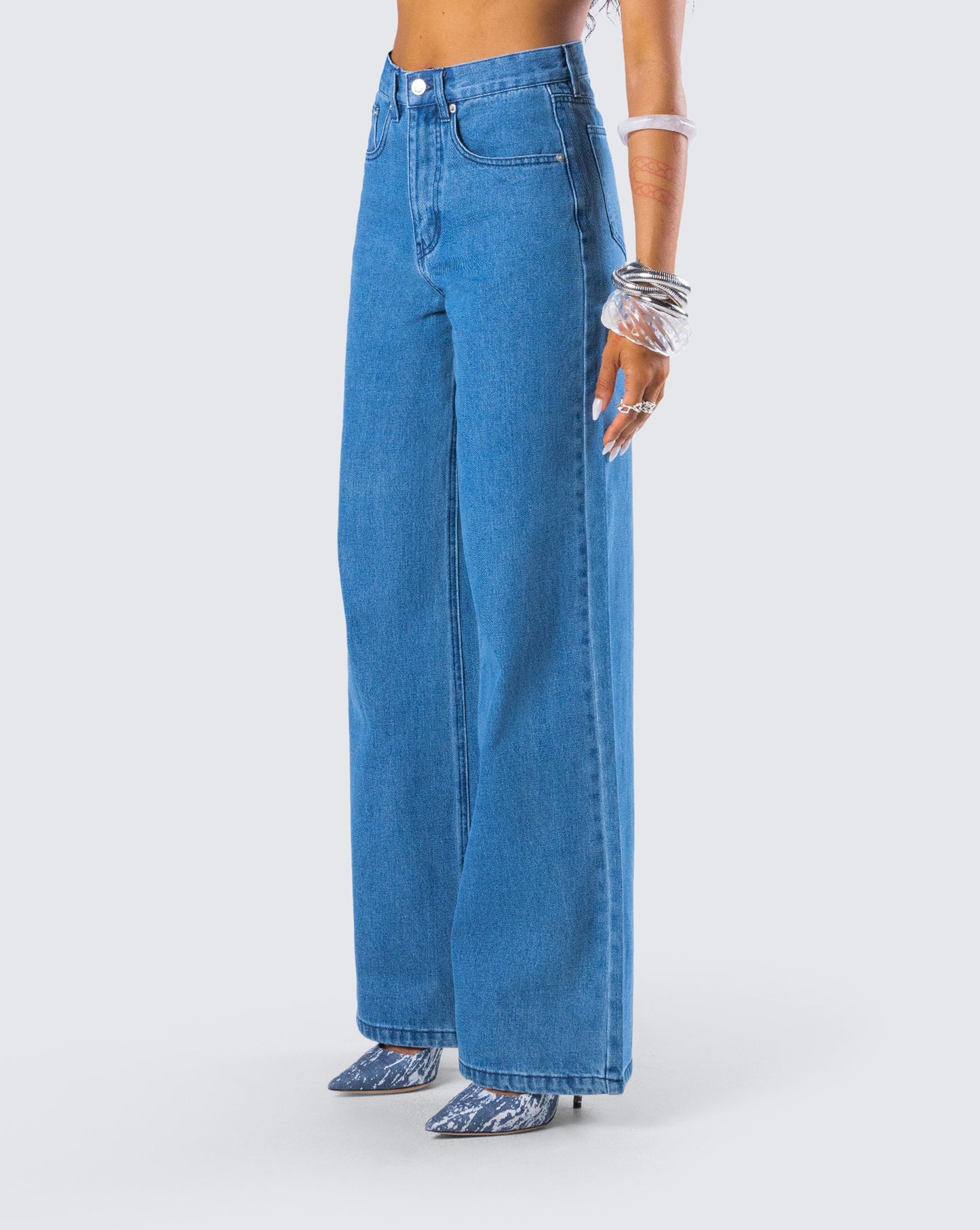 Sara Blue Denim Wide Leg Jean