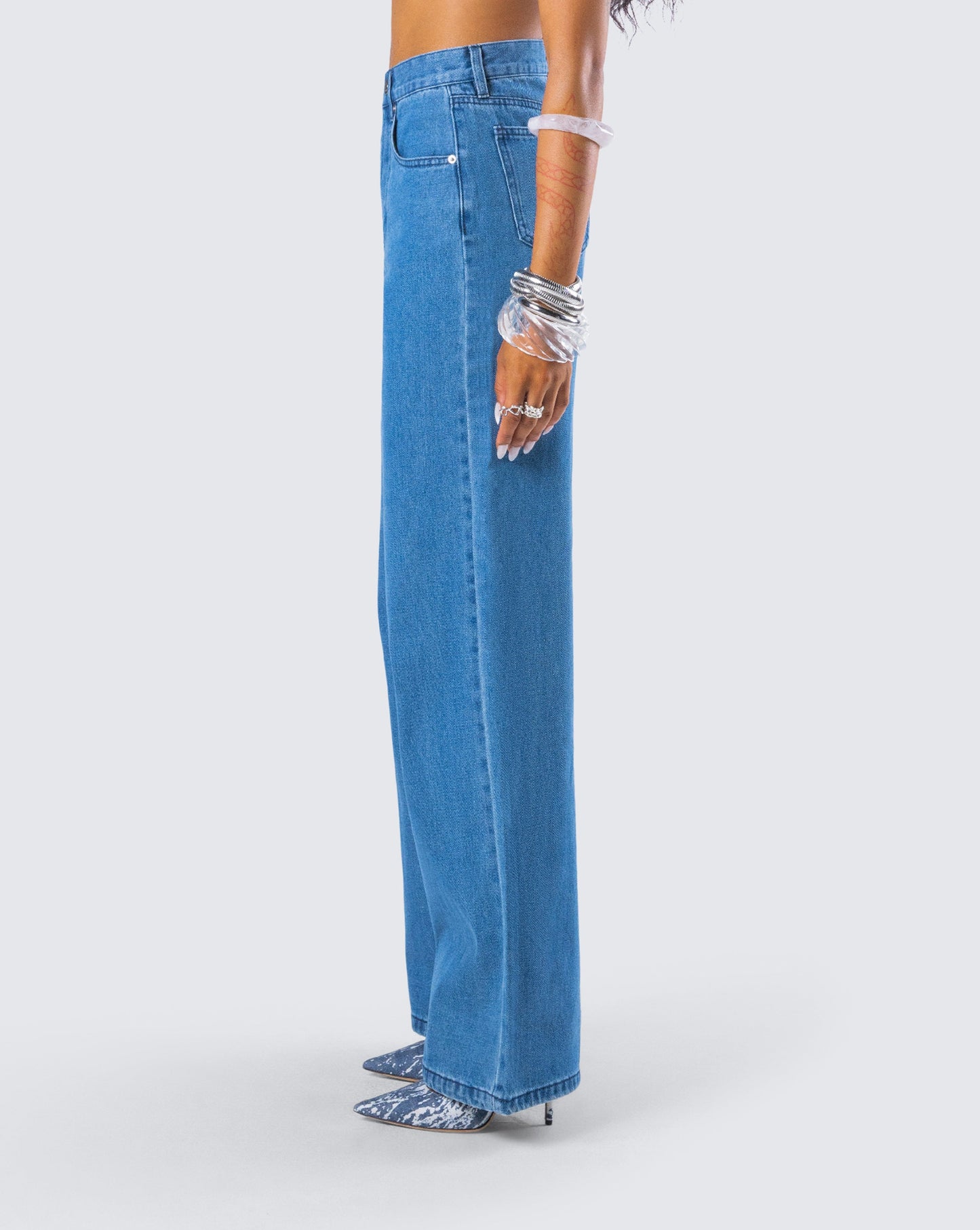 Sara Blue Denim Wide Leg Jean