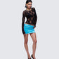 Saranna Blue Satin Micro Mini Skirt