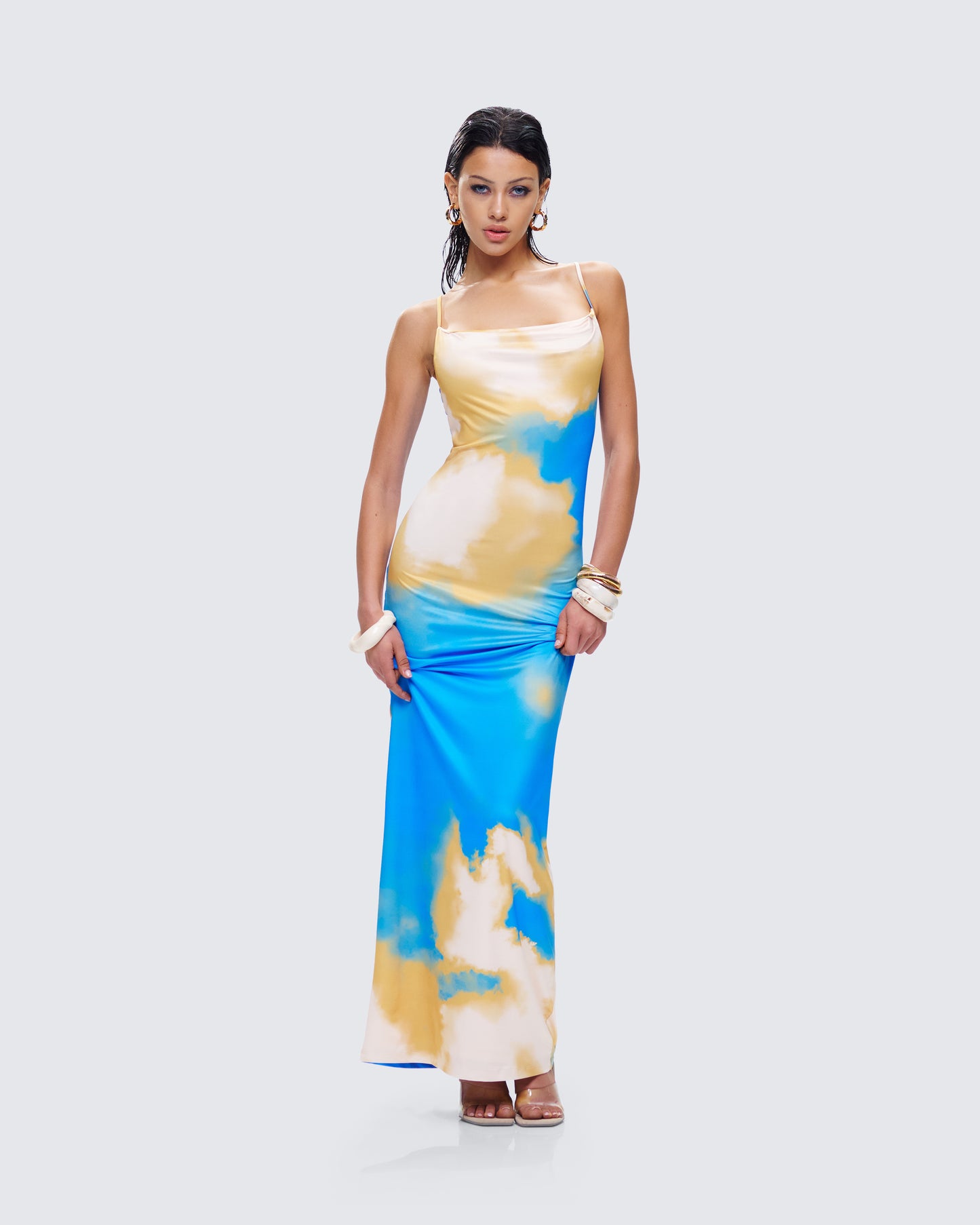 Sari Multi Cowl Neck Maxi Dress