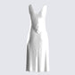 Saskia White Satin Slit Midi Dress