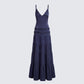 Savanna Navy Backless Satin Maxi Dress product front