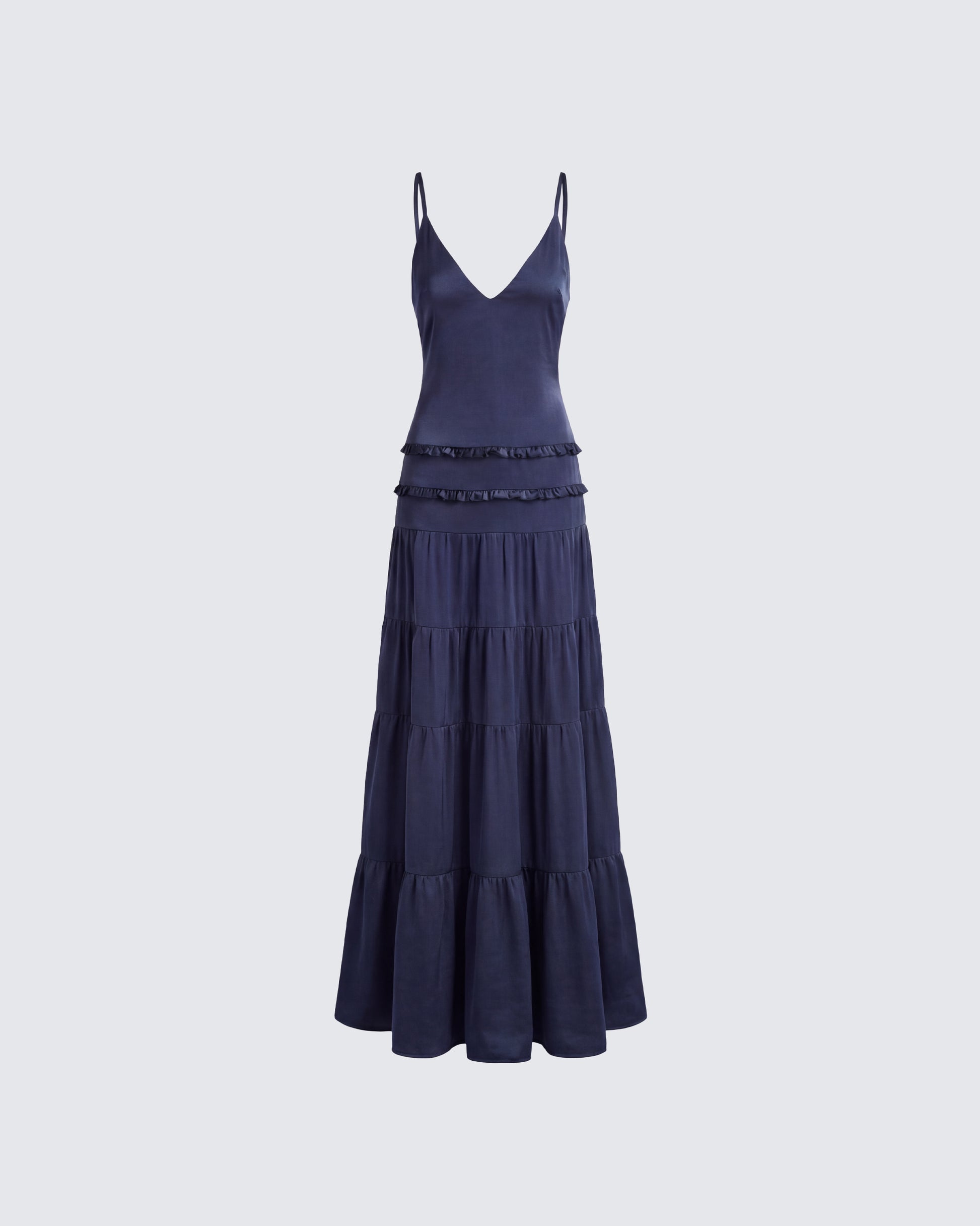 Savanna Navy Backless Satin Maxi Dress product front