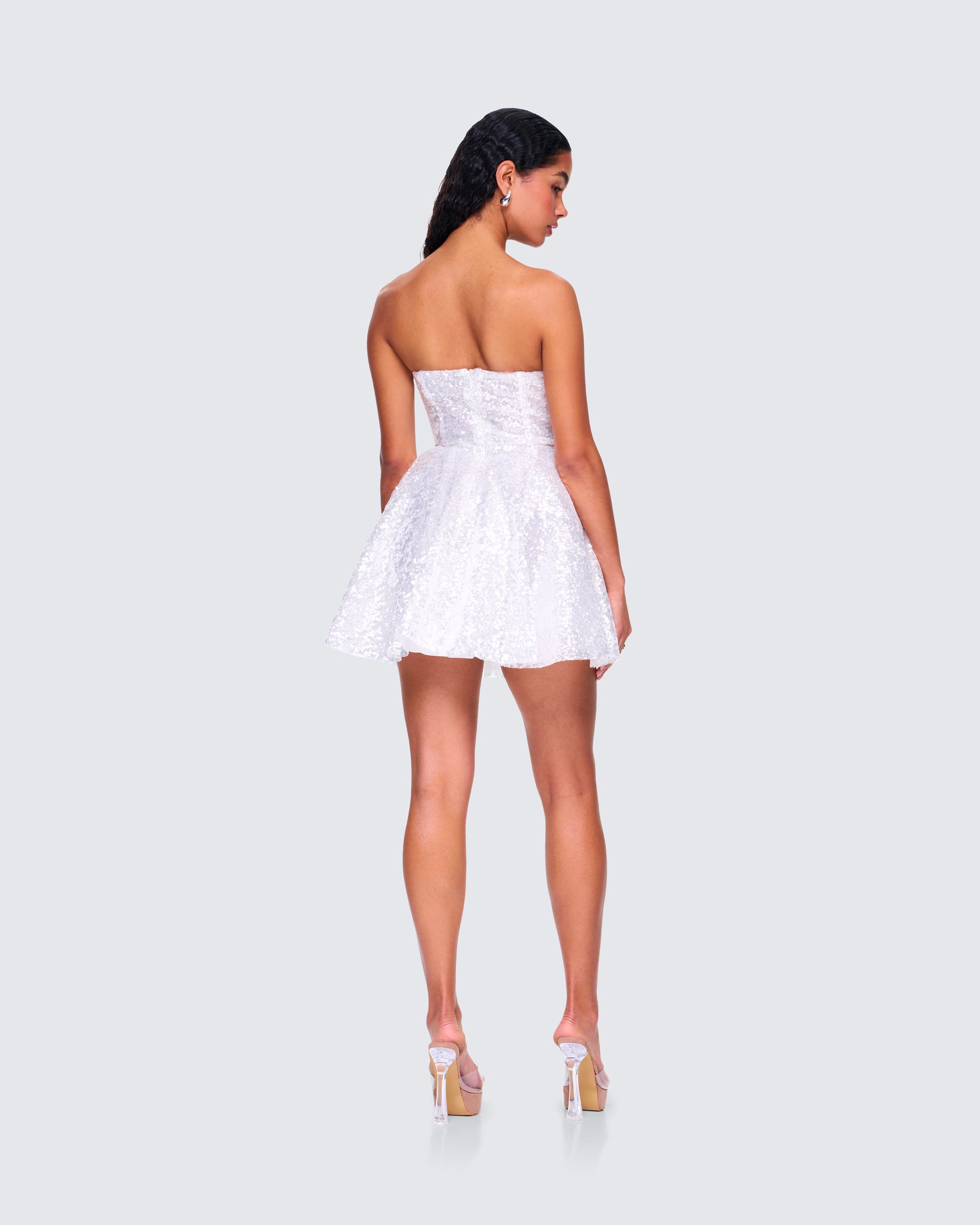 silver corset mini dress Silver Rhinestone Corset Mini Dress w/ Clear Crystal Detail Ken White Collection LLC