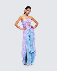 Sela Lavender Printed Midi Top
