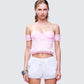 Senara Pink Corset Ruffle Top model front