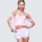 Senara Pink Corset Ruffle Top