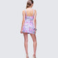 Seraphina Lilac Printed Embellished Mini Dress