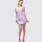 Seraphina Lilac Printed Embellished Mini Dress
