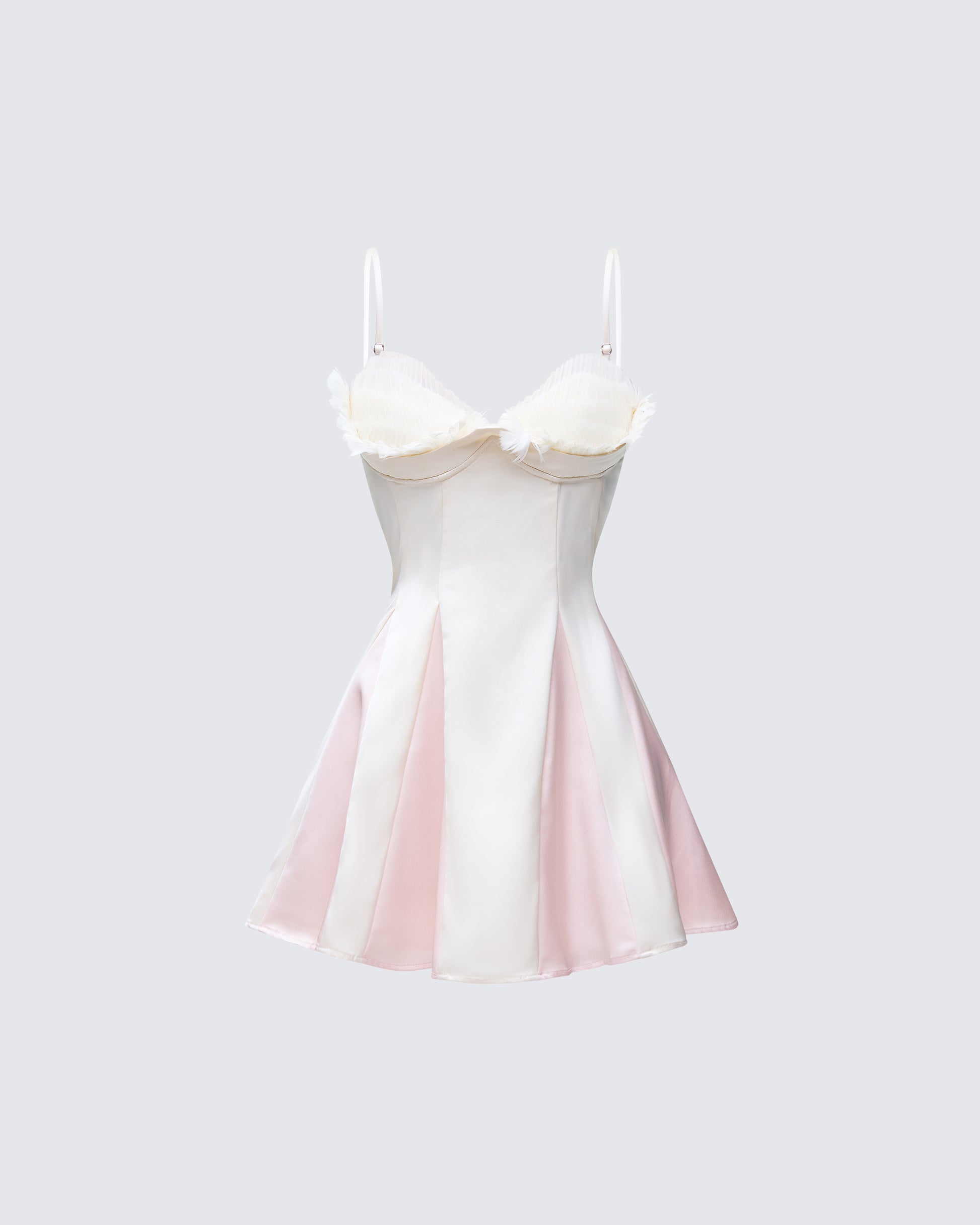 Seren Ivory Feather Bust Mini Dress product front