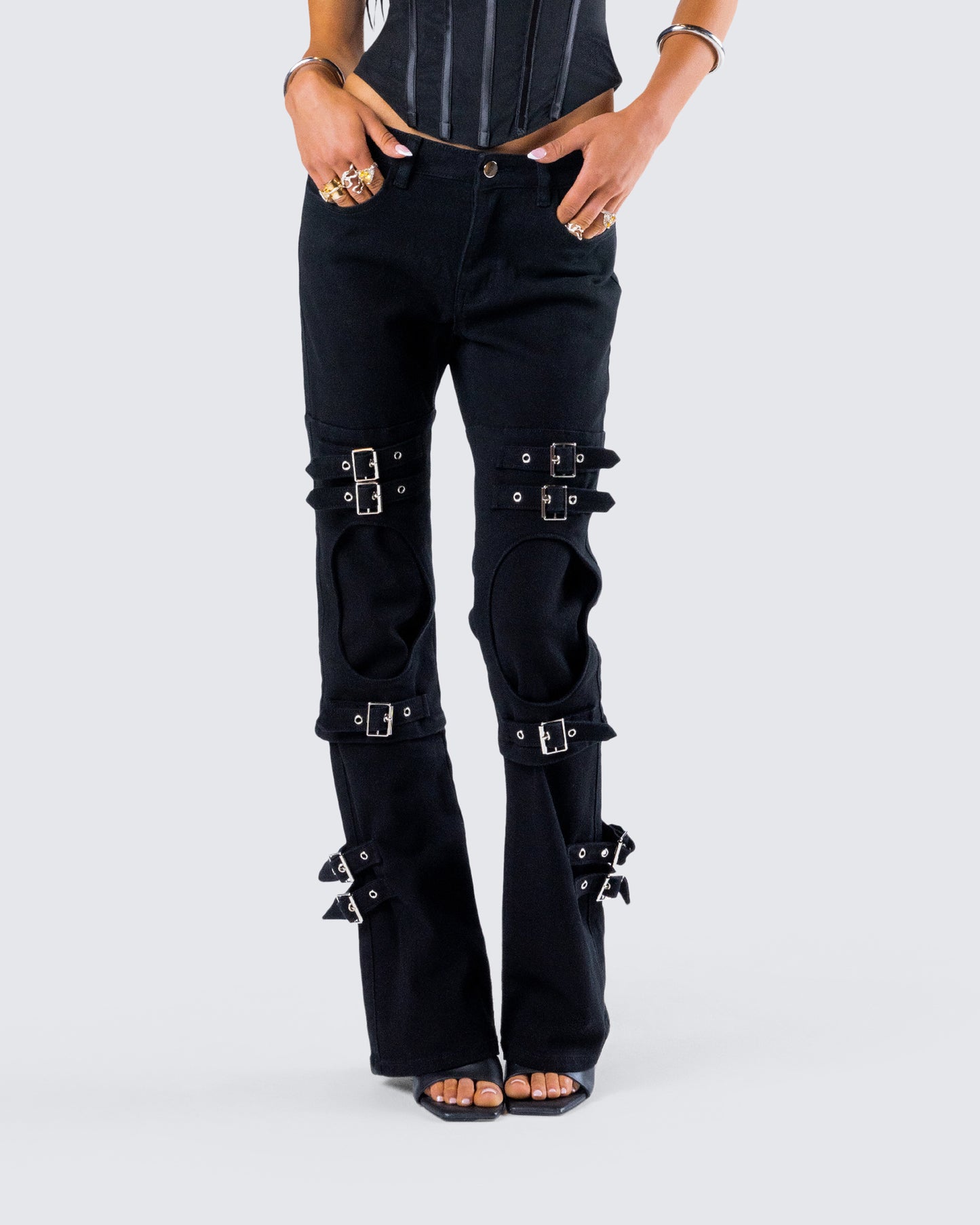 Serenity Black Denim Buckle Jean