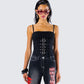Serenity Black Denim Buckle Top
