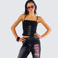 Serenity Black Denim Buckle Top