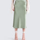 Shae Green Satin Midi Skirt