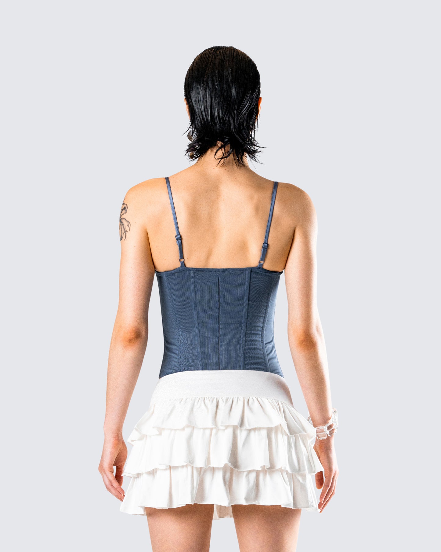 Shaelin Slate Mesh Corset Top