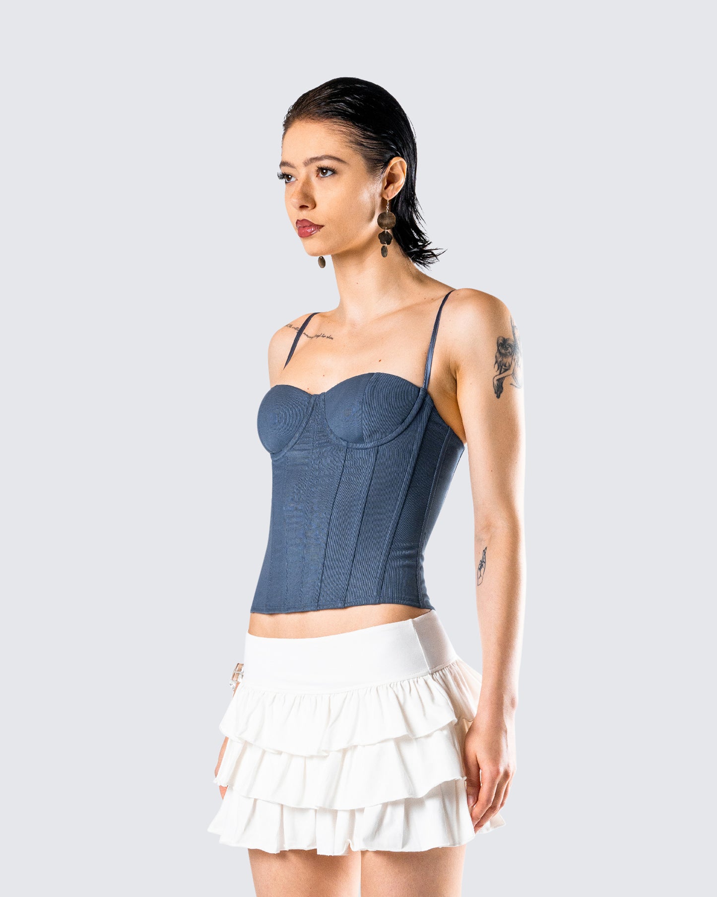 Shaelin Slate Mesh Corset Top