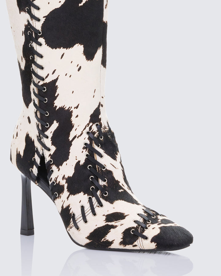 Shanaya Cow Real Leather Whip Stitch Boot